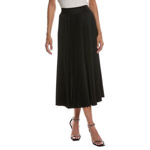 Helmut Lang Womens  Accordion Pleated Jacquard Wool-Blend Skirt, Black